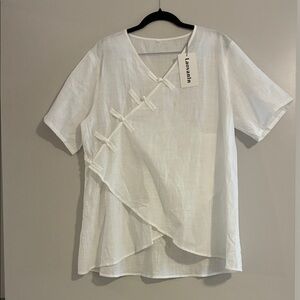 White Asymmetrical Blouse